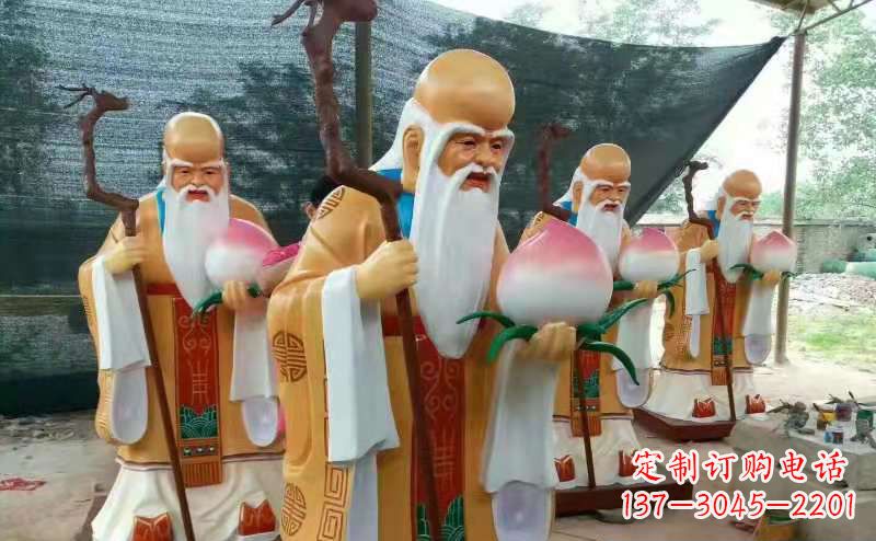 广西玻璃钢宗教庙宇神像彩绘老寿星雕塑