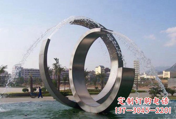 广西不锈钢C形喷泉雕塑精美雕塑艺术
