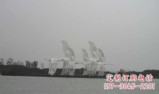 广西不锈钢白鹭动物雕塑美丽的艺术作品