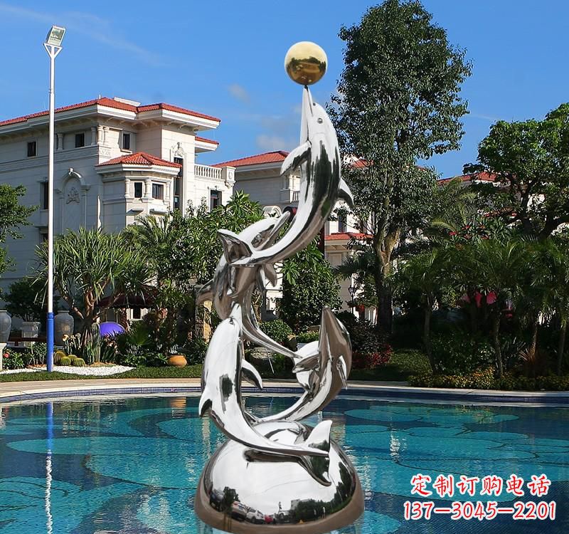 广西不锈钢海豚雕塑精美绝伦