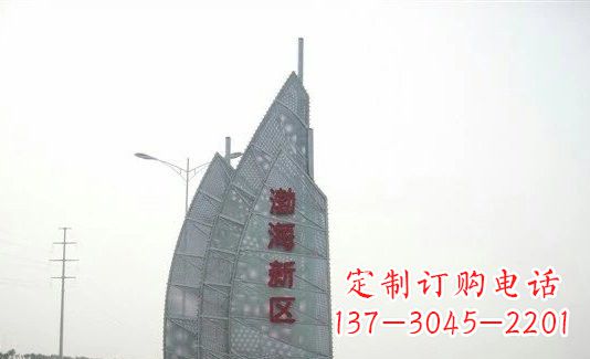 广西渤海新区精美不锈钢船帆雕塑