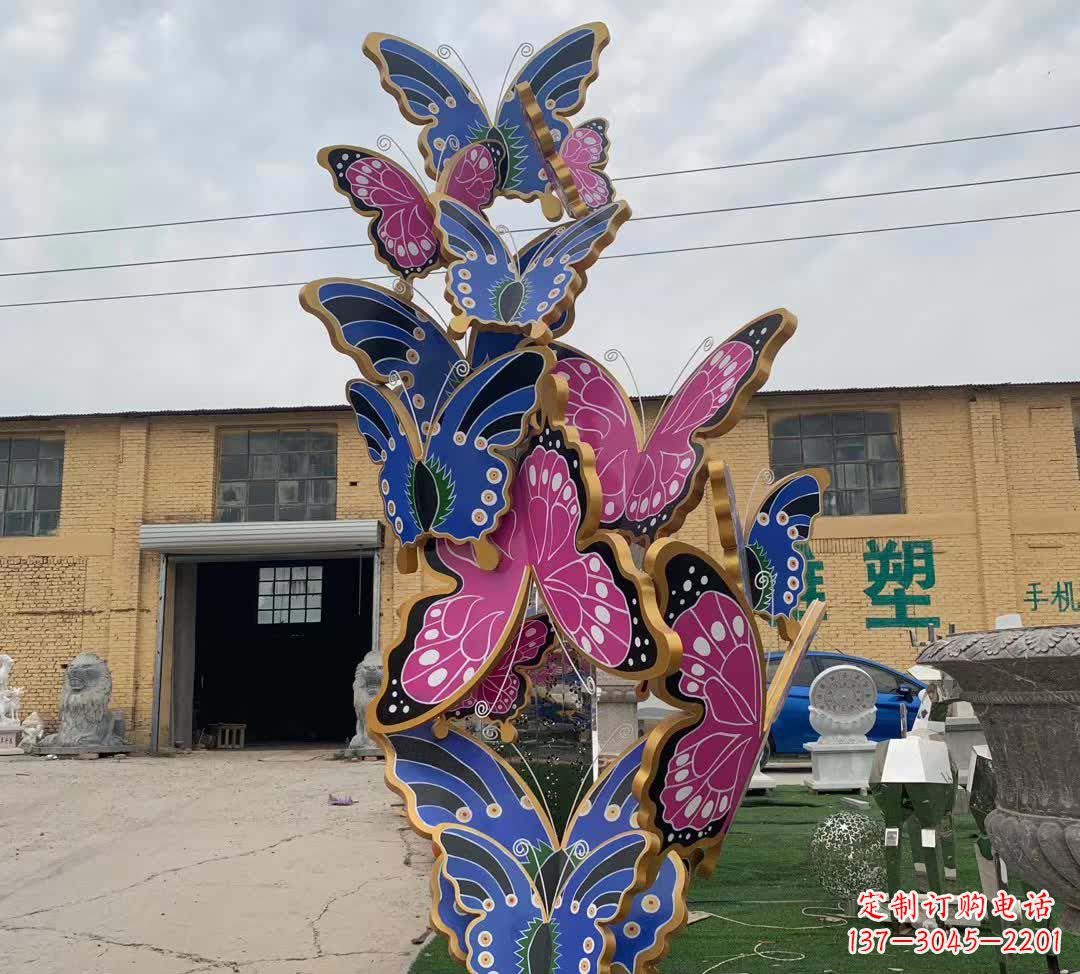 广西不锈钢彩绘蝴蝶雕塑精美绝伦