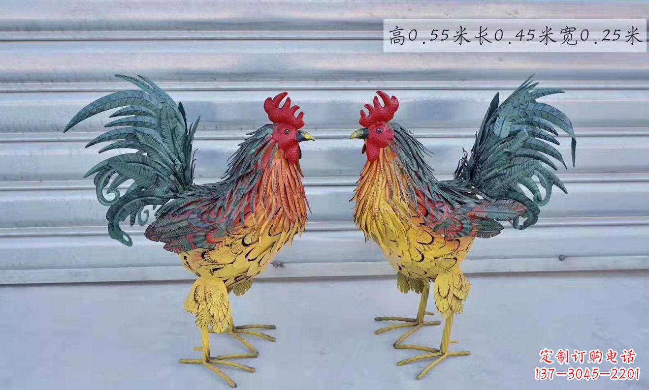 广西不锈钢彩绘公鸡雕塑——景观雕塑的精彩绽放