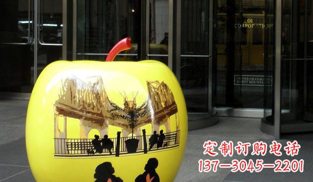 广西不锈钢彩绘苹果雕塑