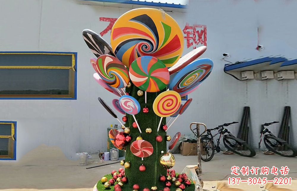 广西不锈钢彩色棒棒糖雕塑艺术与景观的完美结合