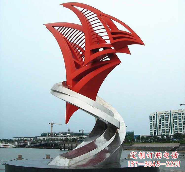广西不锈钢彩色帆船雕塑