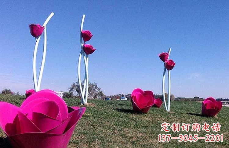 广西不锈钢彩色玫瑰雕塑艺术精美的象征