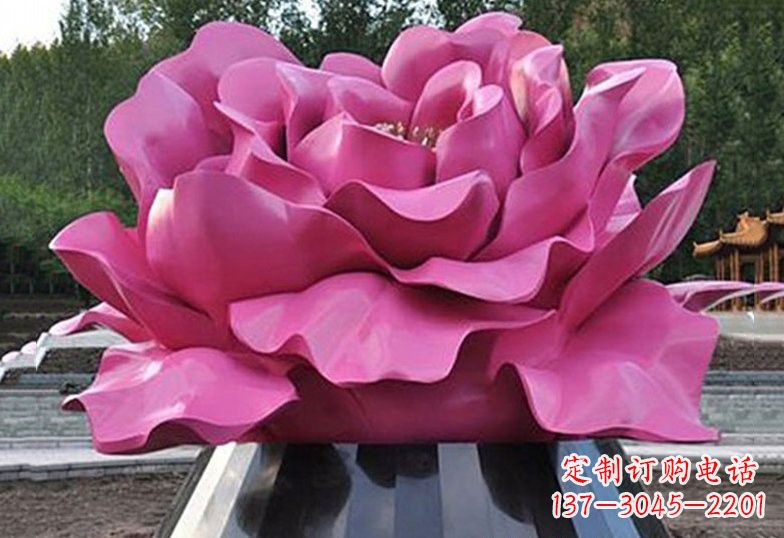广西不锈钢彩色牡丹花雕塑美丽的艺术品