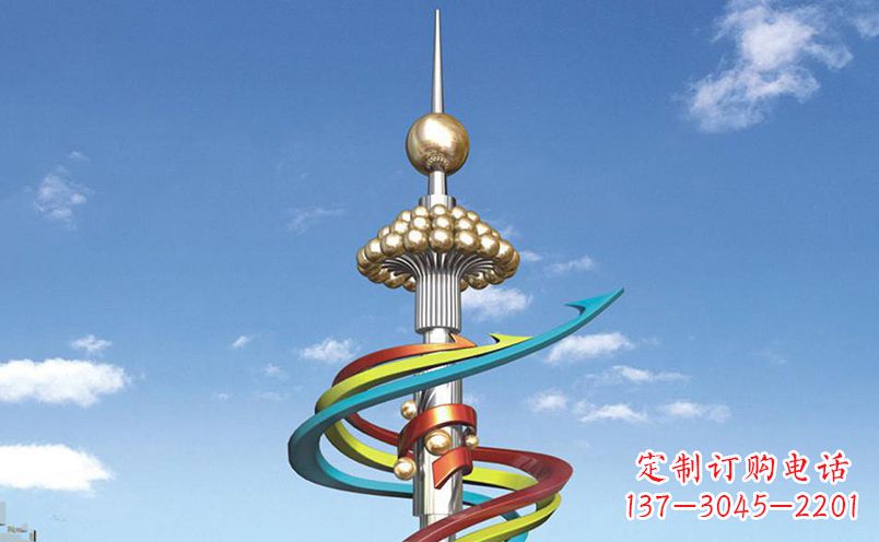 广西不锈钢飘带彩色雕塑——缤纷空间的艺术美学