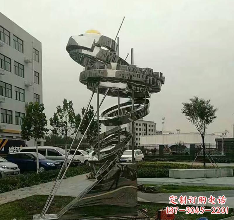 广西不锈钢戒指雕塑——点缀城市美景