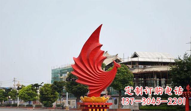 广西不锈钢凤凰雕塑象征着城市繁荣