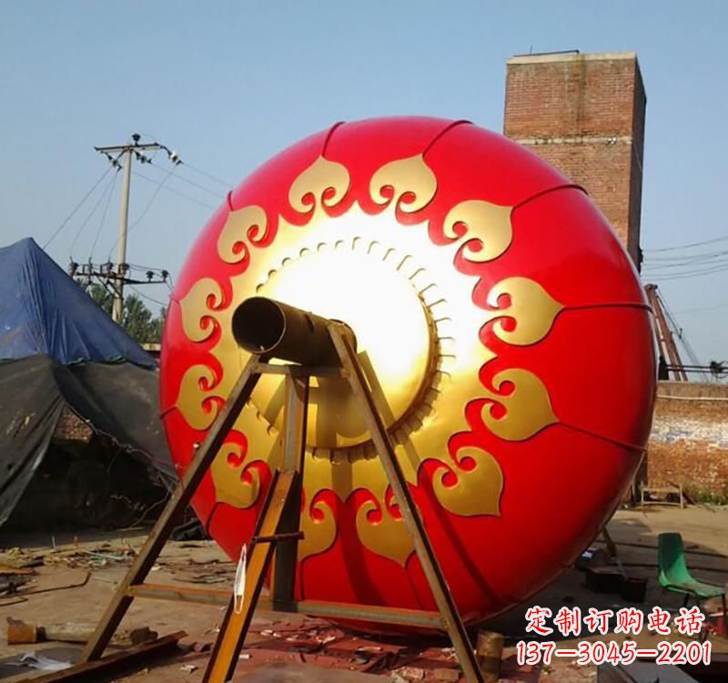 广西不锈钢城市红色灯笼雕塑灯笼象征着繁荣