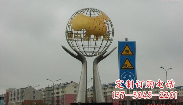广西不锈钢城市景观中的地球雕塑
