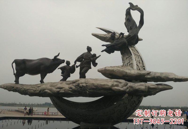 广西不锈钢牛郎织女雕塑传说中的爱情