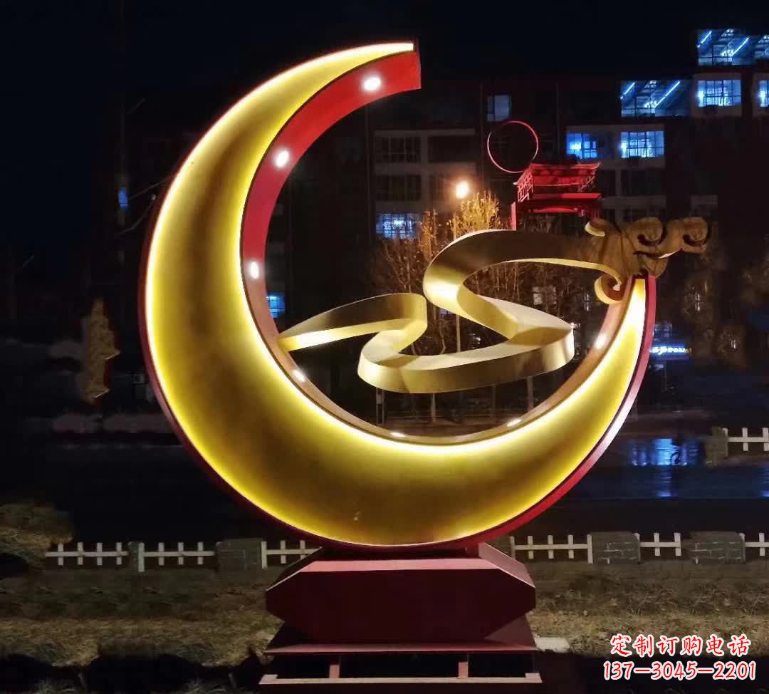 广西绚丽的不锈钢月亮雕塑