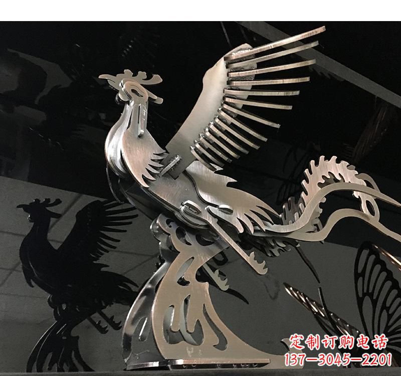 广西不锈钢凤凰雕塑精美的艺术品