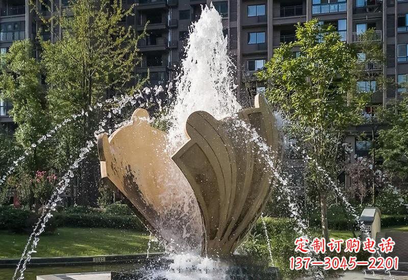广西不锈钢贝壳喷泉雕塑精美而又耐用