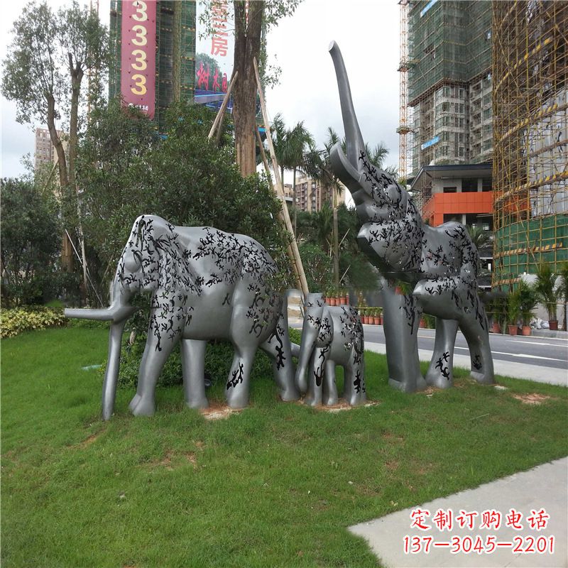 广西不锈钢大象雕塑小区园林的精美装饰
