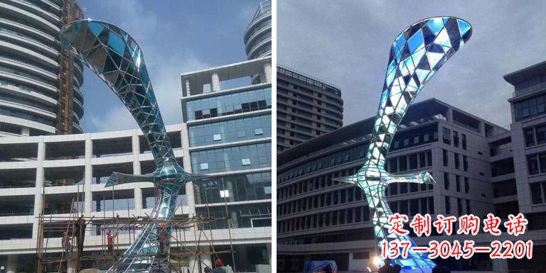 广西大雁景观雕塑——精美不锈钢艺术品