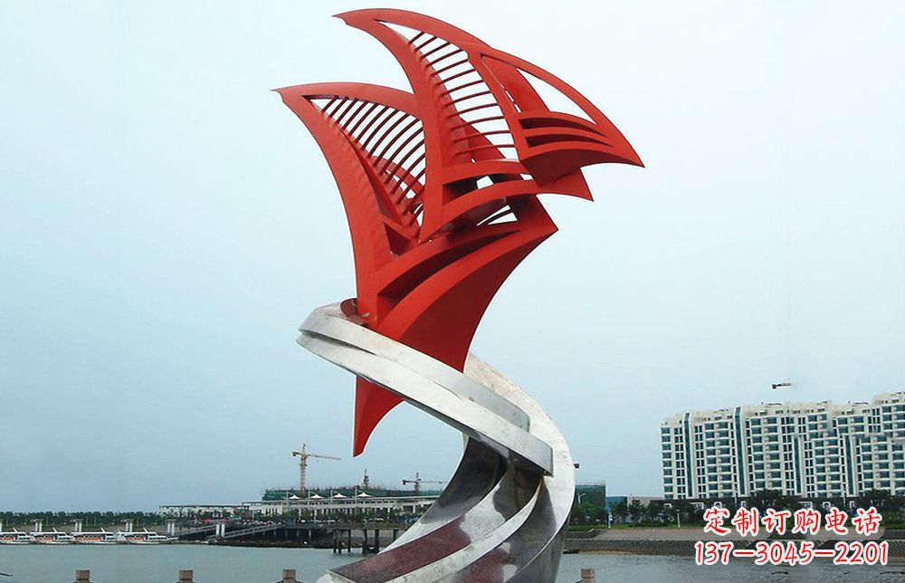 广西海洋之舟——不锈钢抽象帆船海边景观雕塑