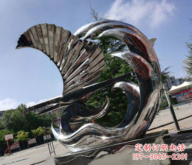 广西不锈钢帆船雕塑象征海上生活的艺术精品