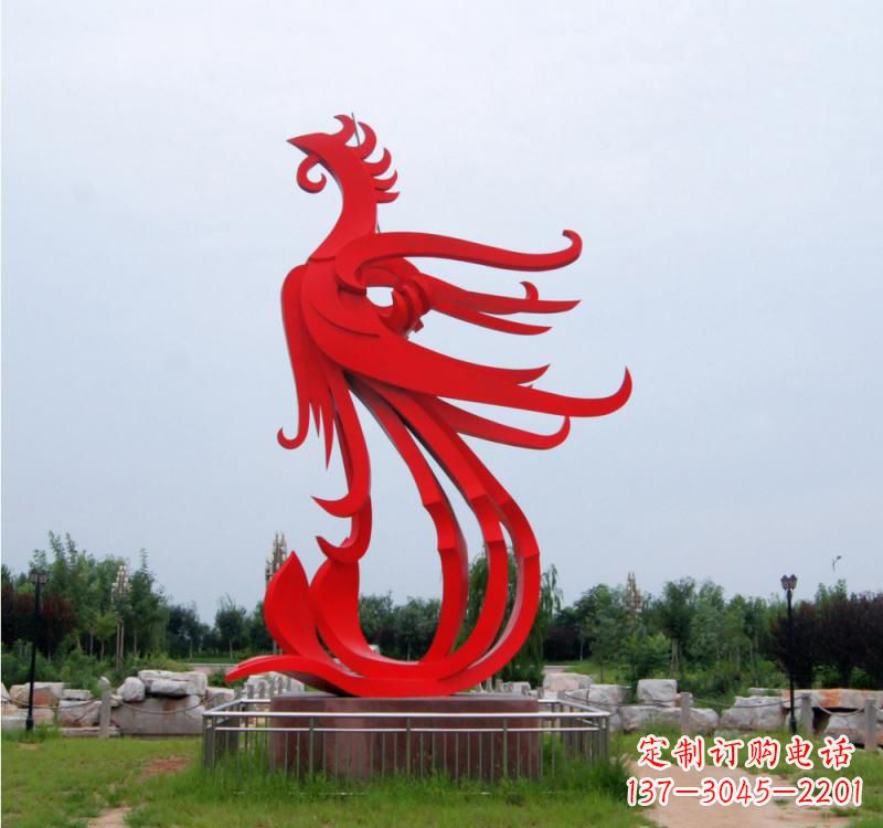 广西不锈钢凤凰雕塑绚丽多彩的艺术之美