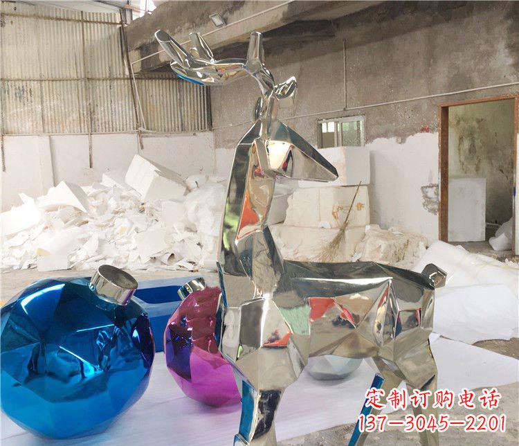 广西不锈钢梅花鹿雕塑