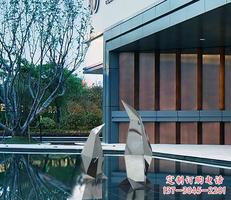 广西不锈钢企鹅雕塑一件来自大自然的艺术品