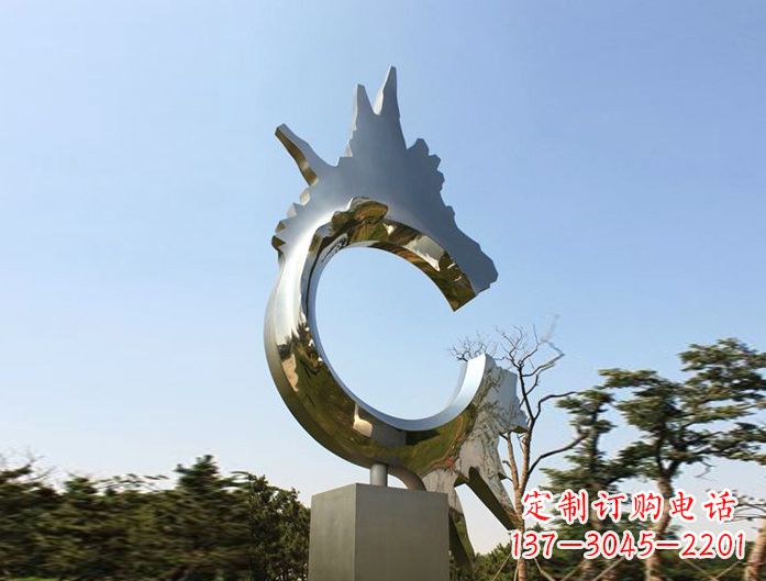 广西不锈钢抽象龙头雕塑