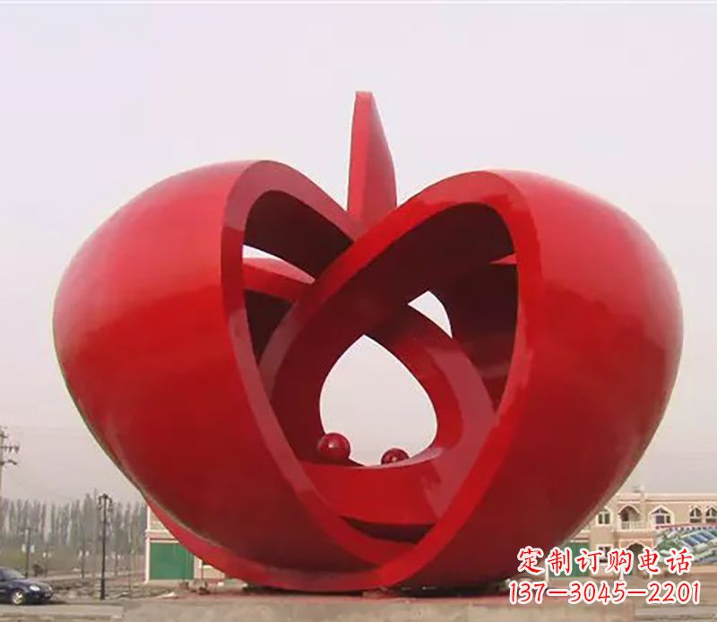 广西精致的不锈钢苹果雕塑