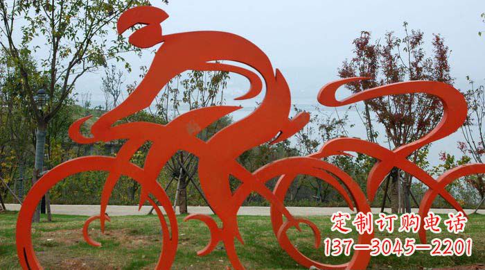 广西不锈钢自行车雕塑捕捉运动精神