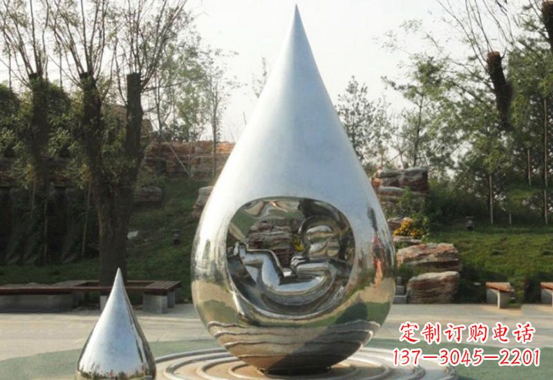 广西不锈钢水滴雕塑缔造生命之源