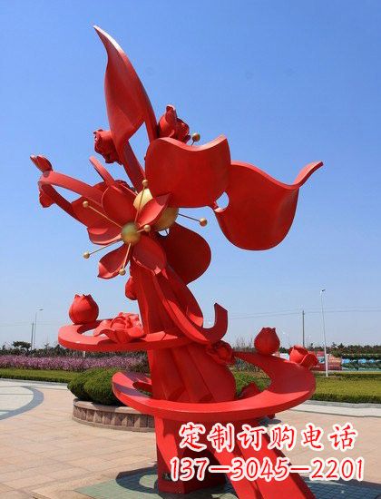 广西不锈钢石榴花雕塑艺术与美学的完美结合