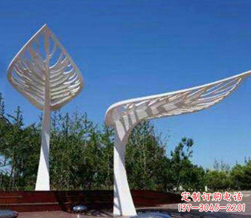 广西精美不锈钢树叶雕塑