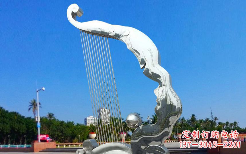 广西不锈钢竖琴广场雕塑