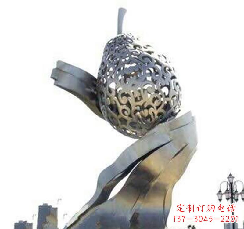 广西不锈钢梨雕塑艺术结合精美外形