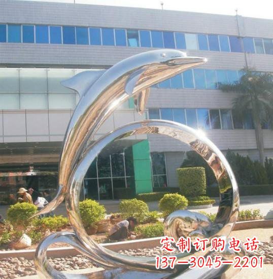 广西不锈钢海豚雕塑精致而灵动