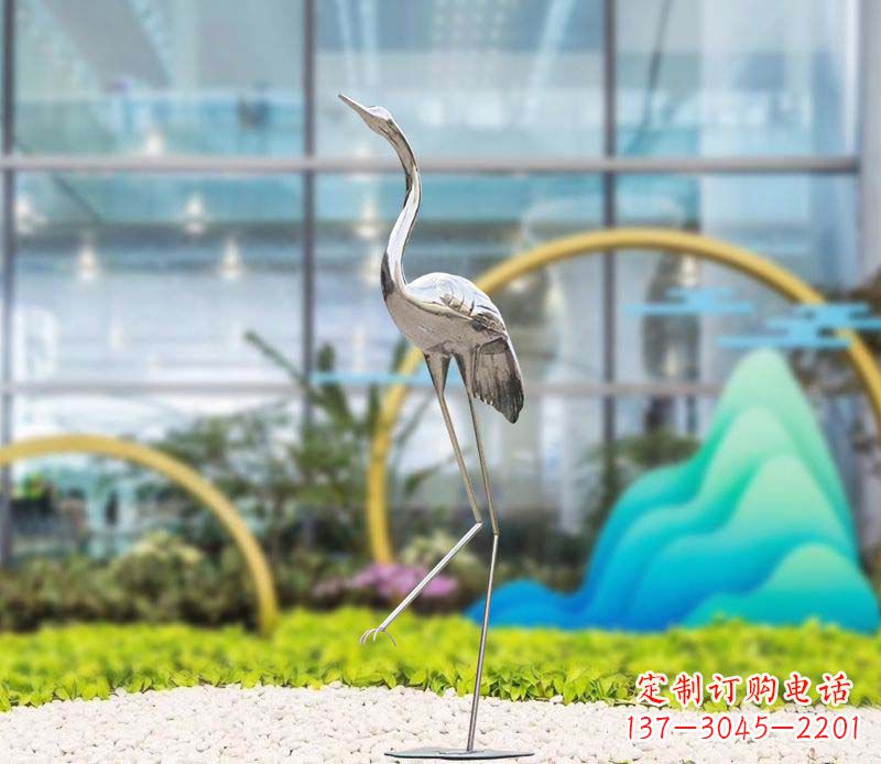 广西不锈钢仙鹤雕塑传承中国古典文化