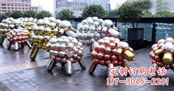 广西不锈钢动物雕塑——小羊肖恩动物广场