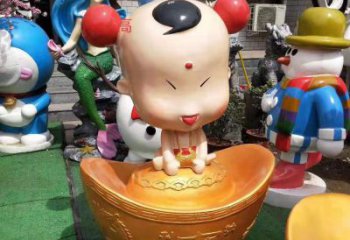 广西玻璃钢元宝娃娃雕塑招财进宝