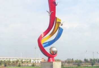 广西不锈钢彩色海鸥海浪雕塑——美丽传承