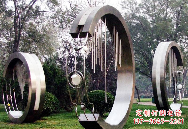 广西不锈钢圆环雕塑——聆听之美