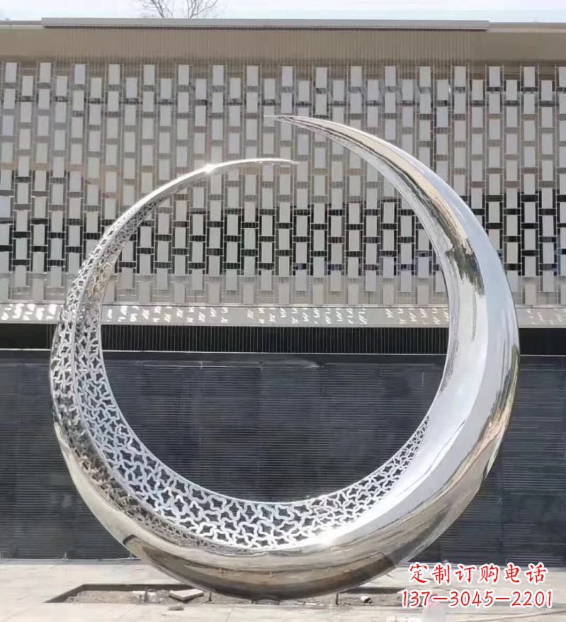 广西不锈钢月亮雕塑精美的艺术之作