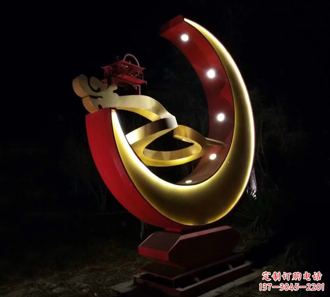 广西不锈钢月亮雕塑静谧中的经典之美
