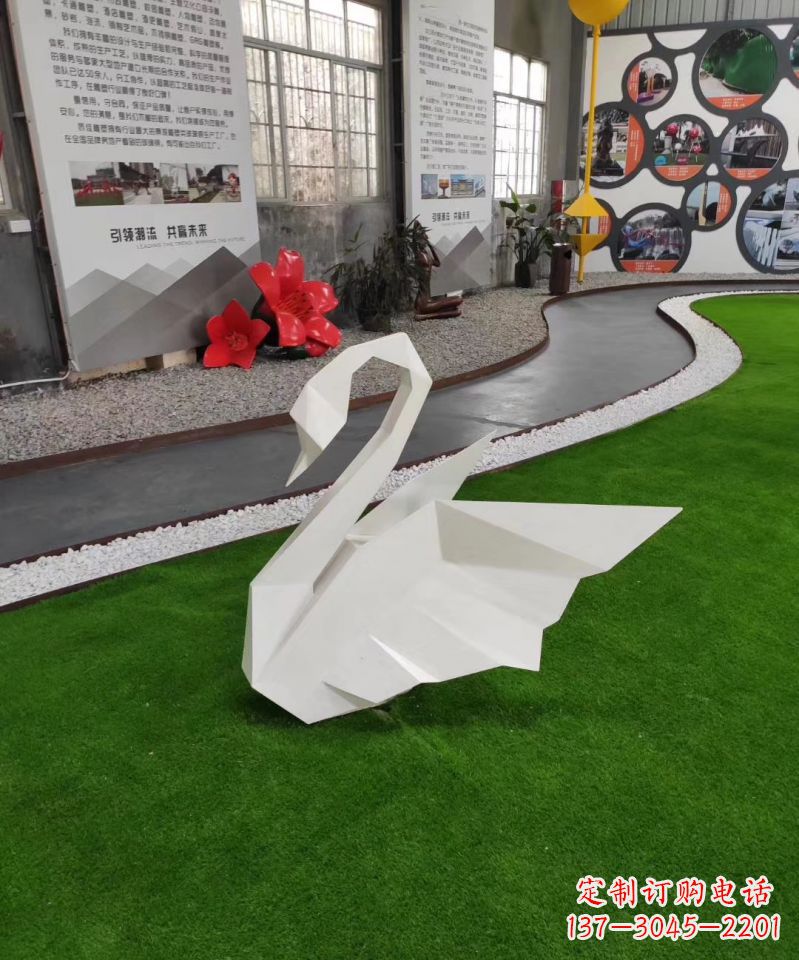 广西不锈钢折纸天鹅雕塑