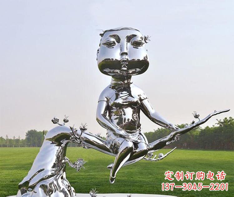 广西不锈钢树枝上的女孩雕塑