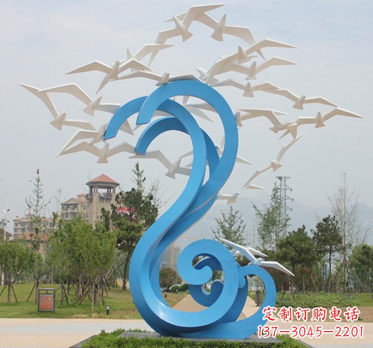 广西新题目精美不锈钢大雁雕塑