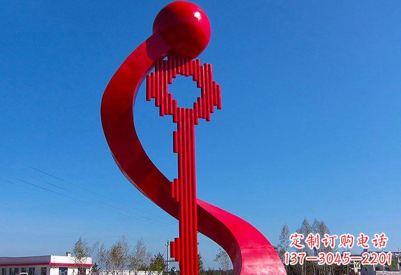 广西不锈钢大型抽象钥匙雕塑