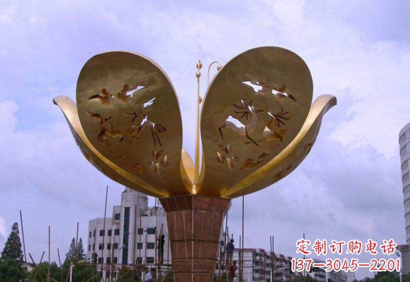 广西大型不锈钢紫荆花雕塑