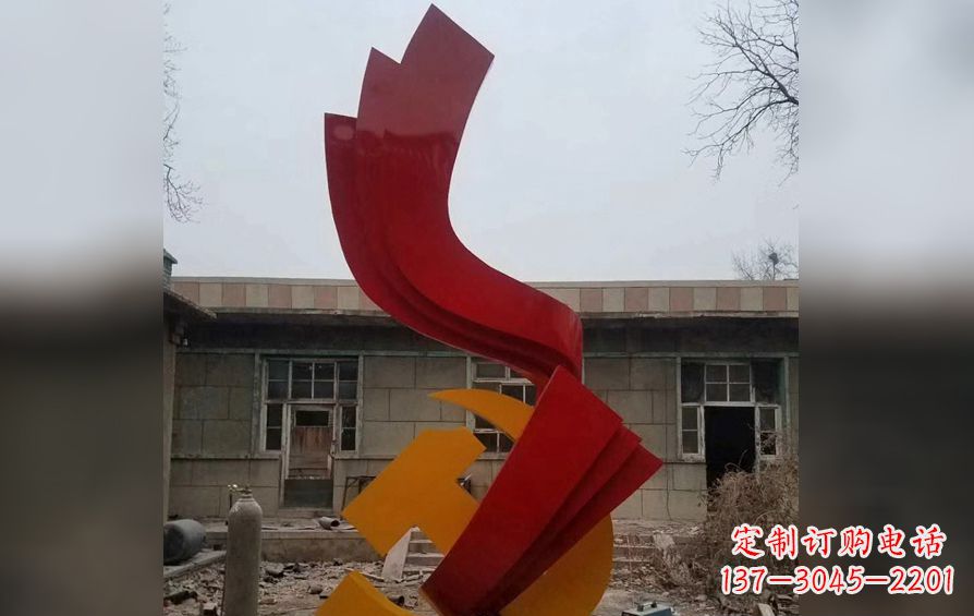 广西不锈钢党徽雕塑——为共产主义奠基